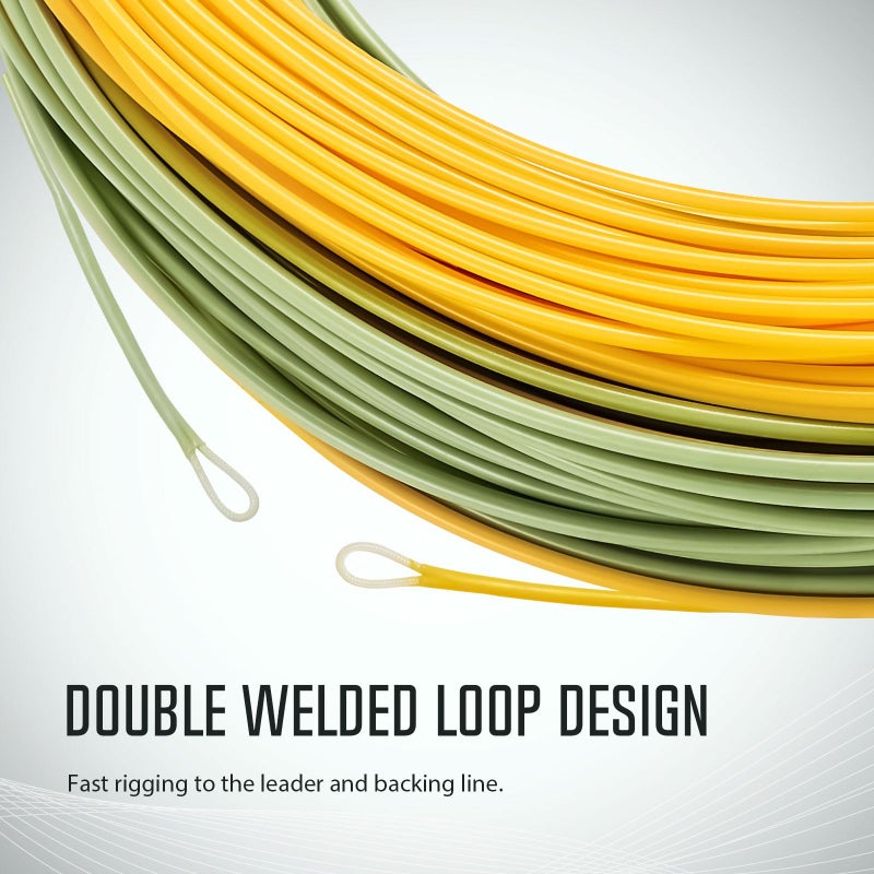 Piscifun Sword Fly Fishing Line with Welded Loop, Weight Forward Floating Fly Line, WF5wt, 100FT, Moss Green & Yellow - Image 3
